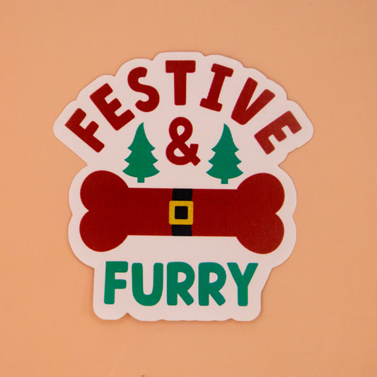 Festive and Furry Sticker